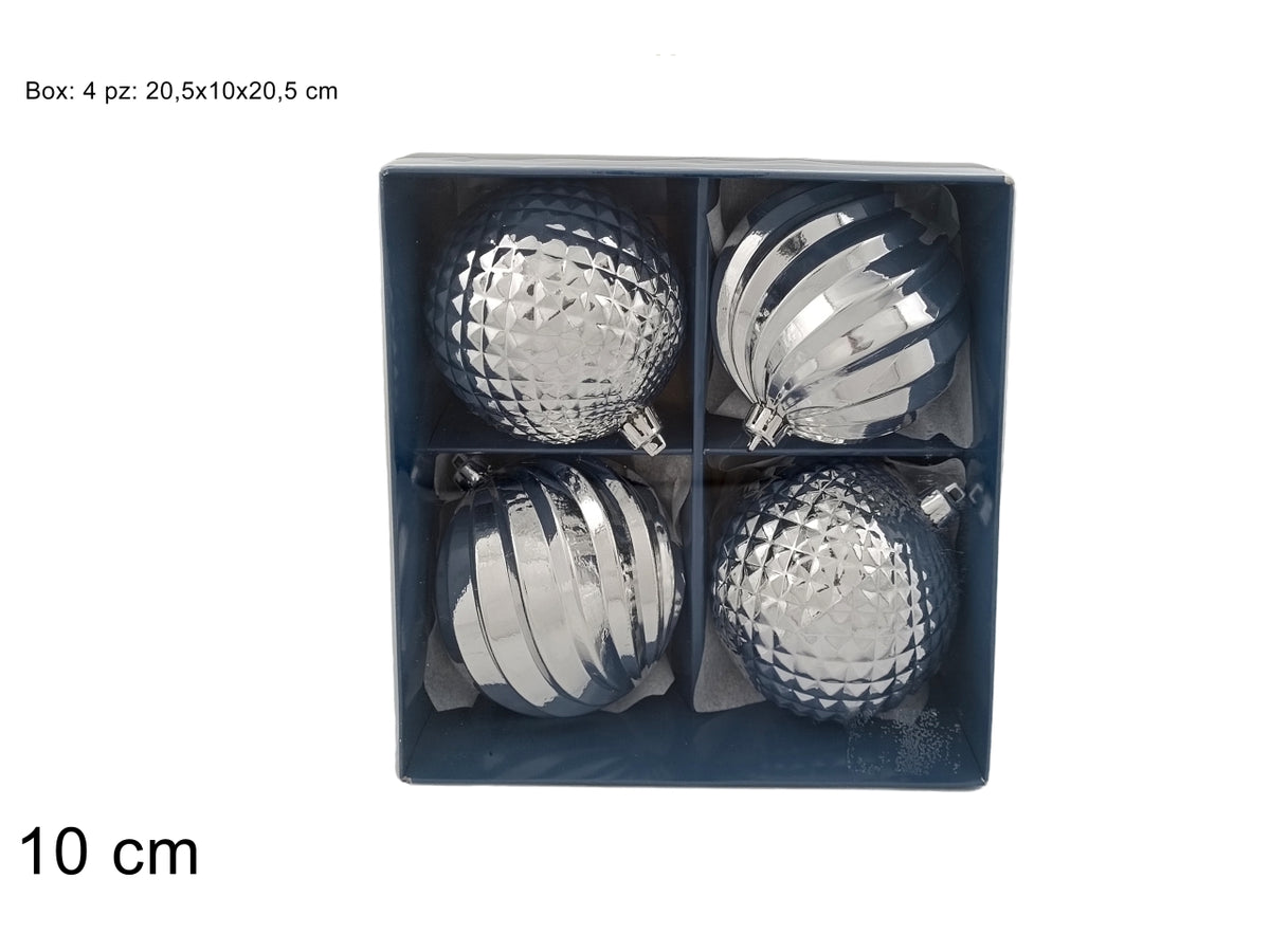 Palle 10cm set 4pezzi silver