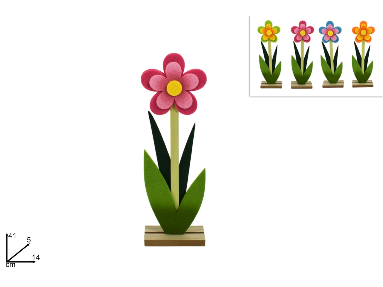 Fiore feltro 41cm in 4 colori assortiti