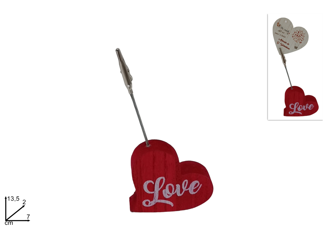 Portabigliettino con cuore in legno