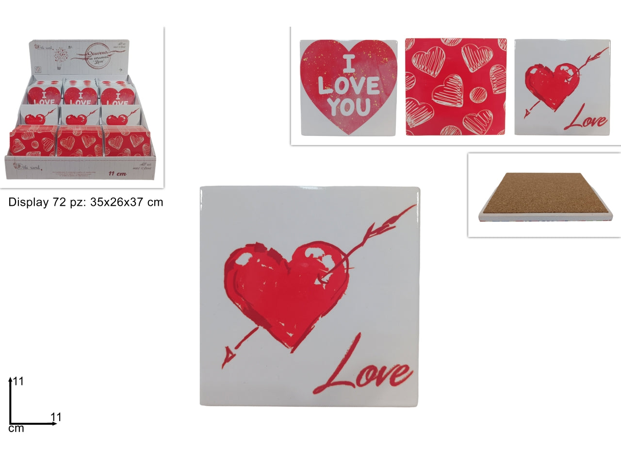 San valentino souvenir quadrato 11cm