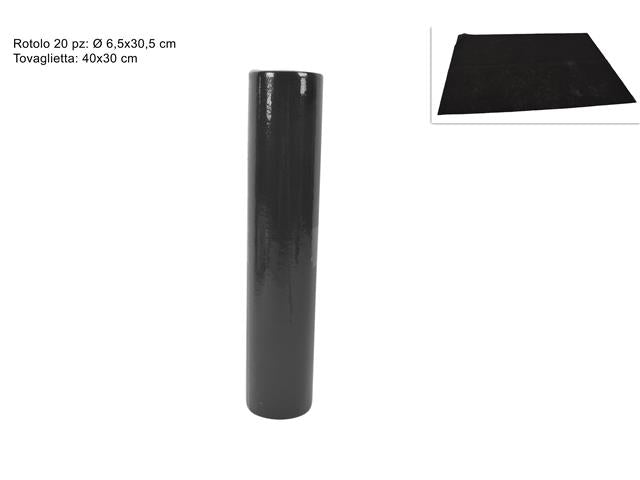 Tovagliette a strappo runner in tnt 30x40cm nere - il rotolo Ã¨ formato da 20 strappi