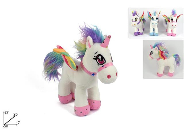 Peluche unicorno cm25 in 3 colorazioni