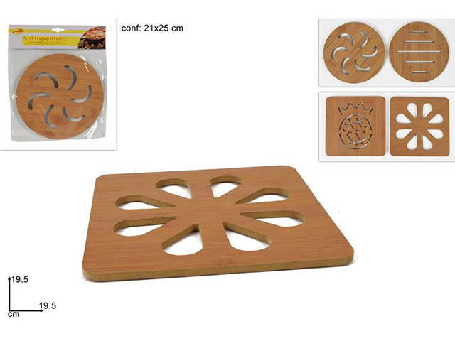 Sottopentola legno 19,5cm, modelli assortiti