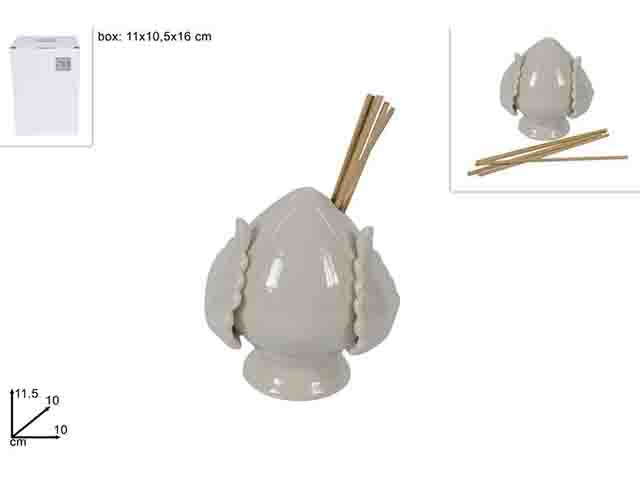 Pumo profumatore ambiente con bastoncini 10cm bianco