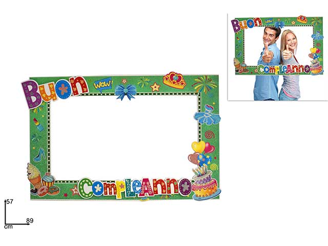 Cornice selfie photo booth buon compleanno verde