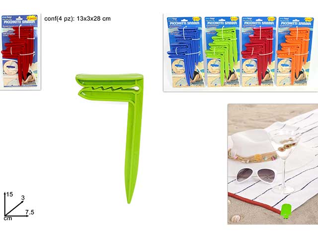 Picchetti ferma telo da spiaggia - 4 pezzi