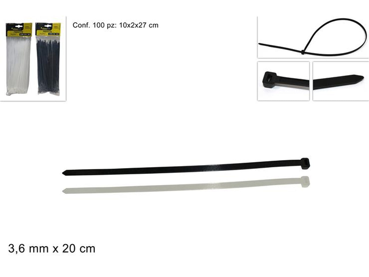 Fascette 3,6mmx20cm 100 pezzi ro006174