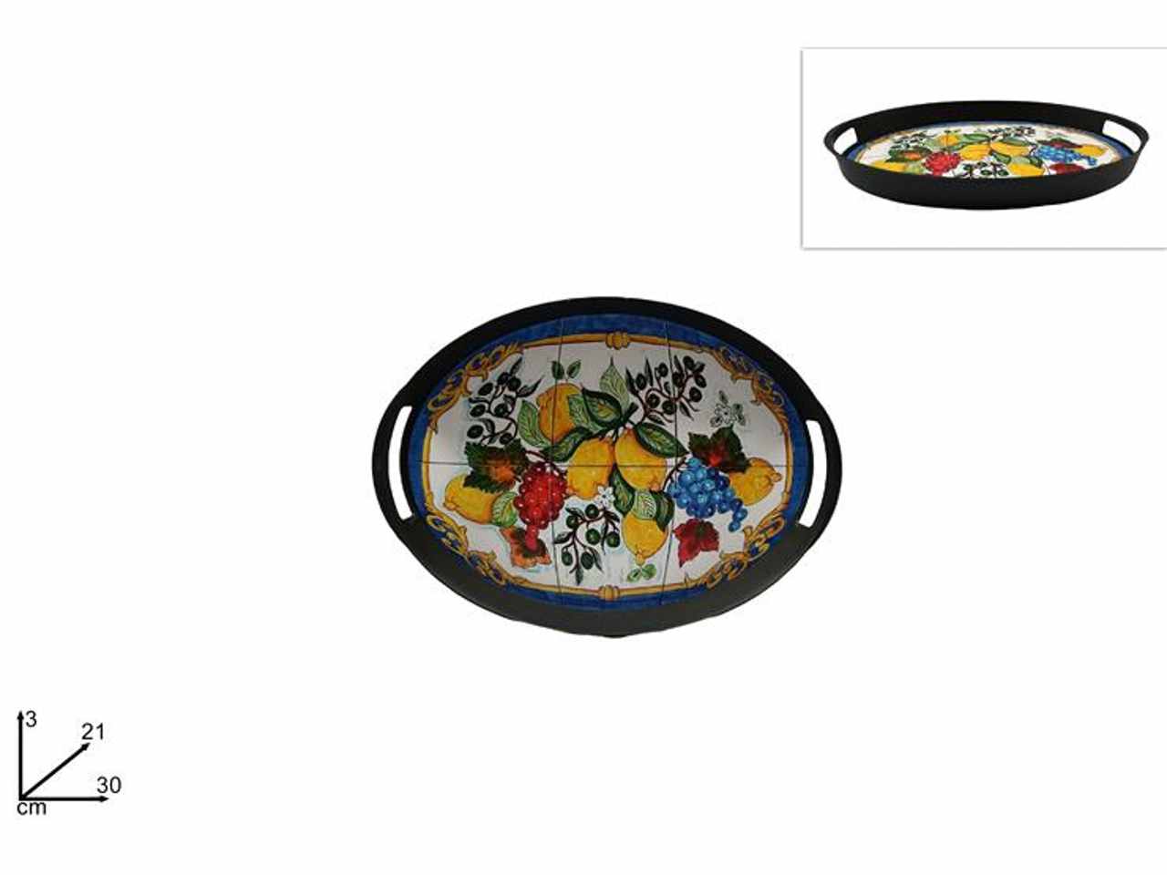 Vassoio in plastica ovale 30x21cm con disegno