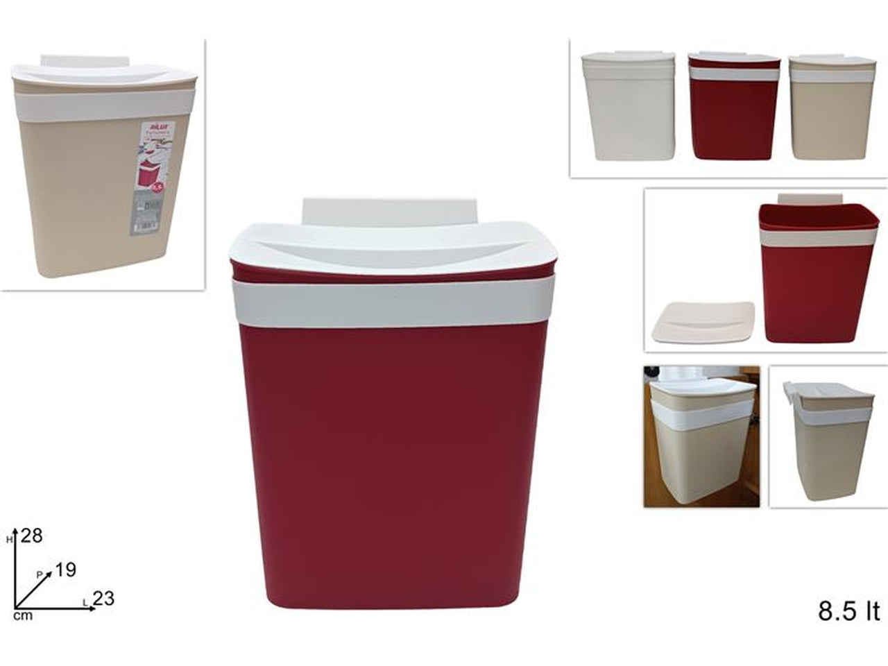 Pattumiera 8.5 lt c/gancio per pensile colori assortiti