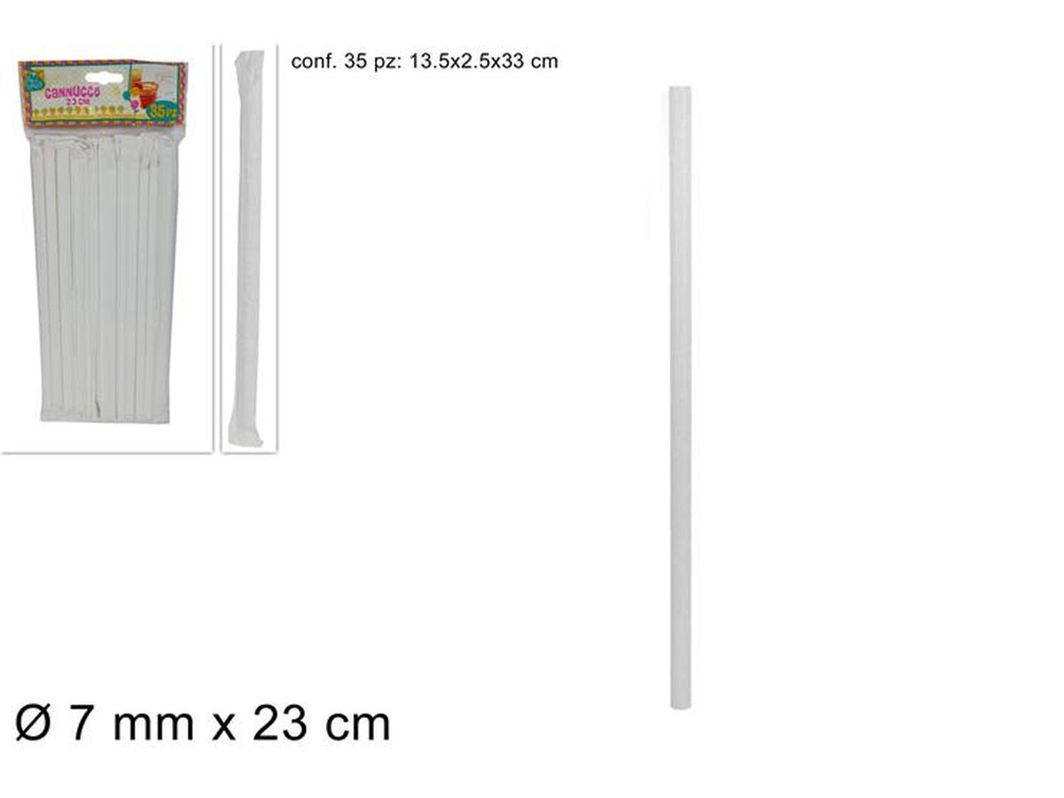 Cannucce bianche carta h.23cm per cocktail imbustate. confezione da 35 cannucce
