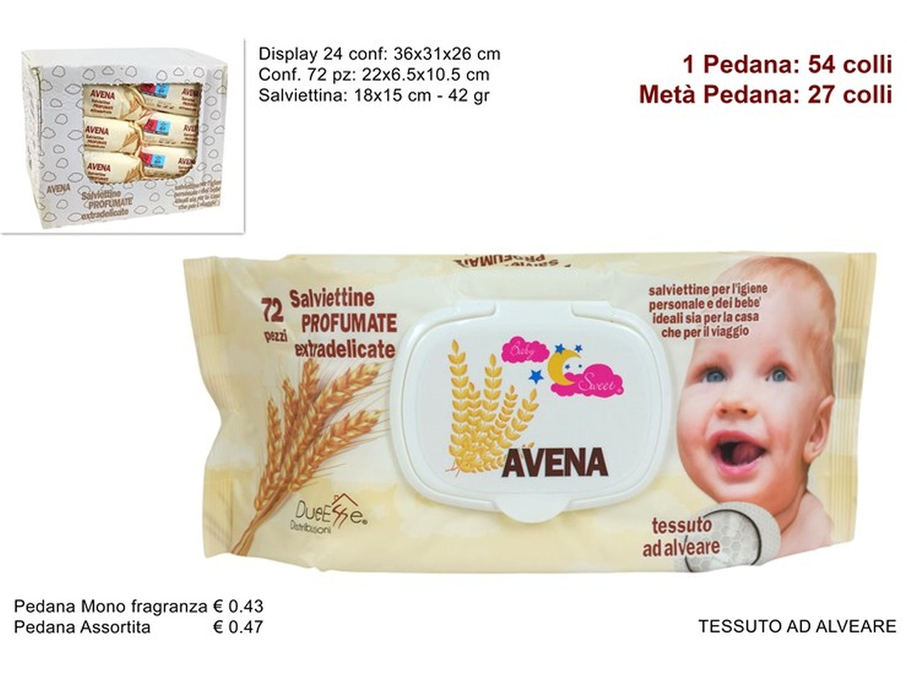 Salviettine detergenti 72pz 42gravena ys-sj1520/oat&ccedil