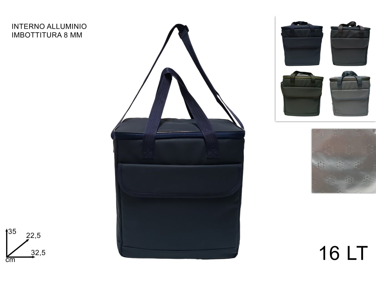 Borsa frigo 16lt in tessuto tecnico con tasca in 4 colori assortiti