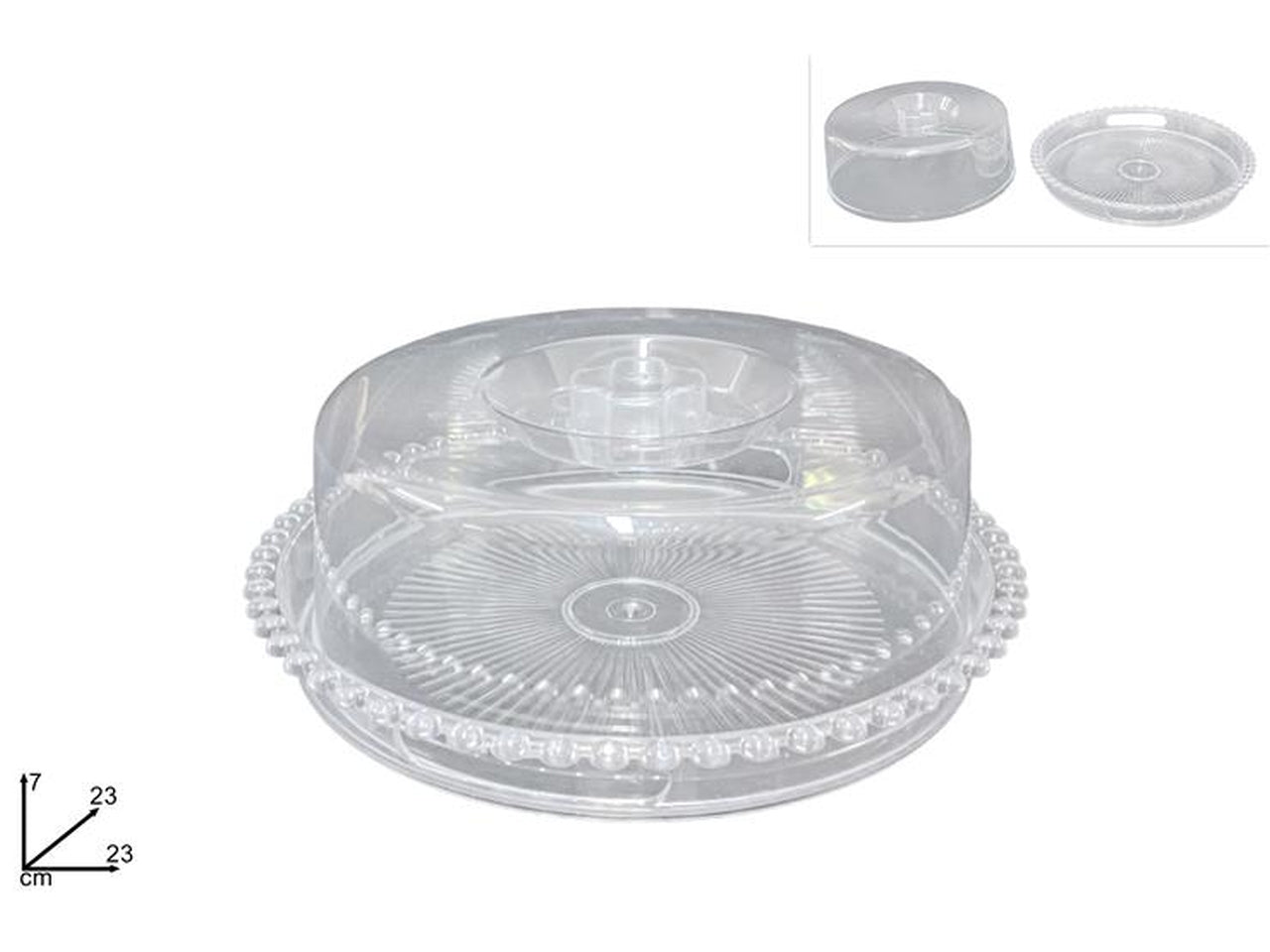 Vassoio classico in plastica trasparente con coperchio 23x7 cm - Due Esse