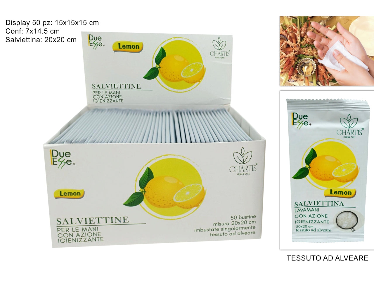 Salviettine monouso rinfrescanti al limone