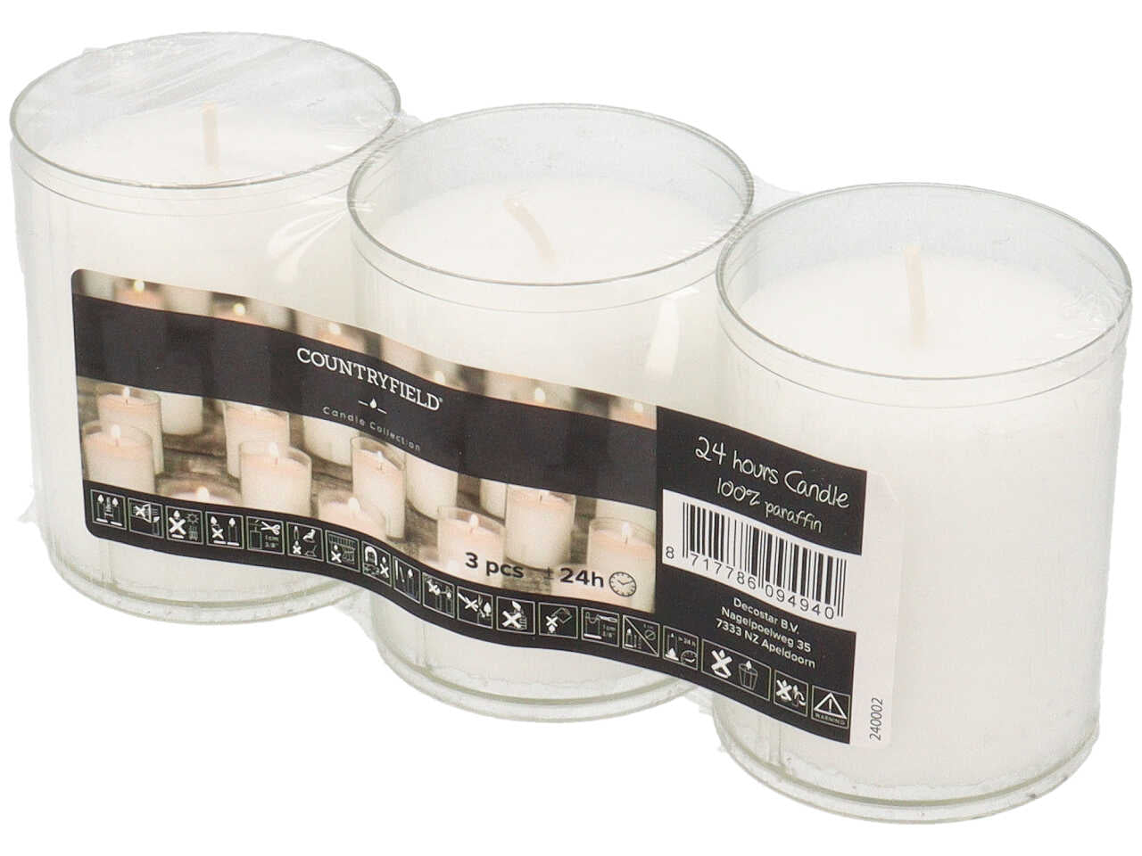 Candela in bicchiere di vetro 3x24h