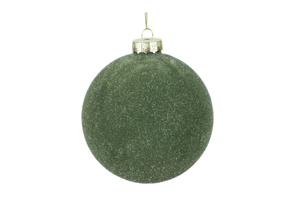 Palla di natale in vetro opaca verde effetto brina Ã15 cm - Countryfield