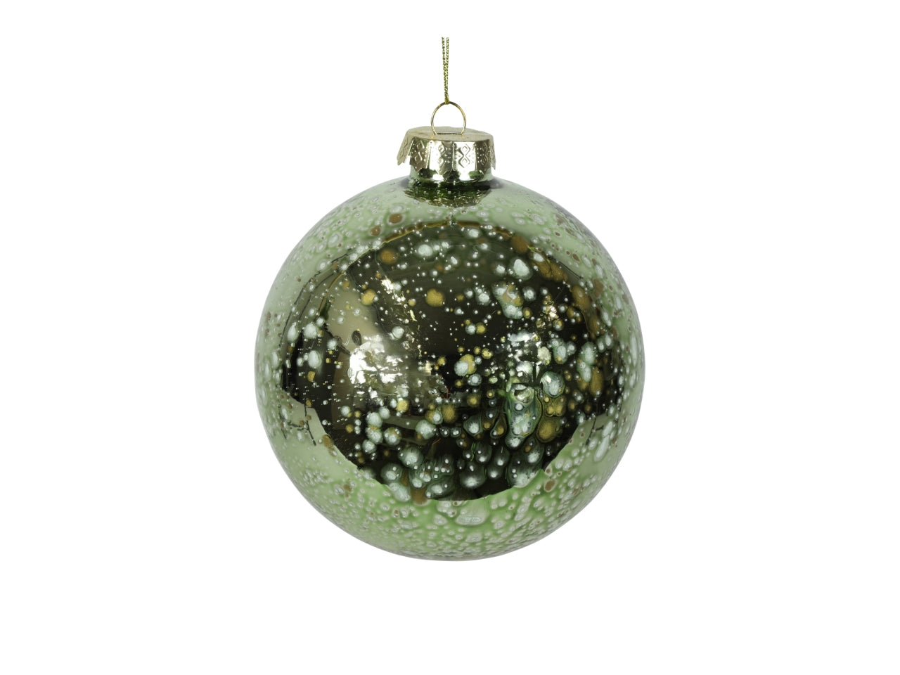 Palla di natale in vetro lucido verde effetto invecchiato Ã15 cm - Countryfield