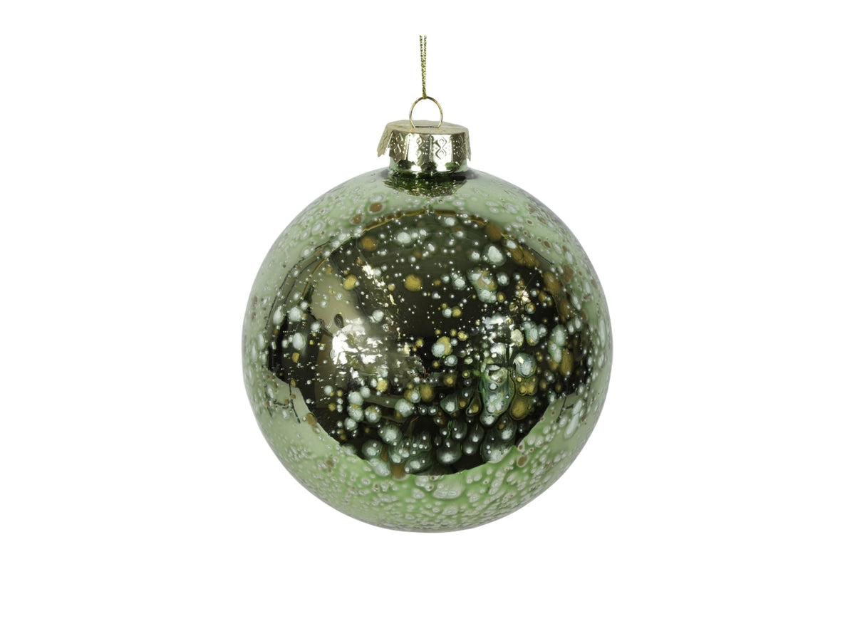 Palla di natale in vetro lucido verde effetto invecchiato Ã15 cm - Countryfield