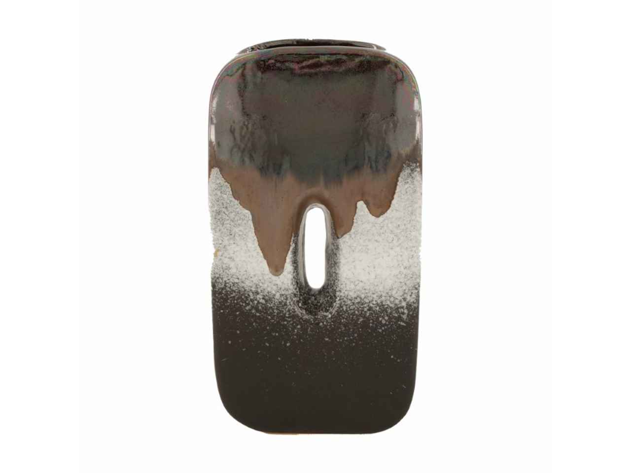 Vaso ceramica 13x6x25cm beige e marrone