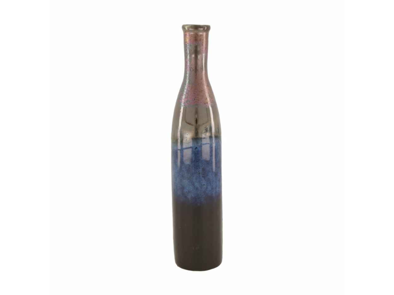 Vaso ceramica 7x31.5cm blu e marrone