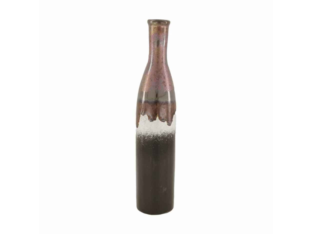 Vaso ceramica 7x31.5cm beige e marrone
