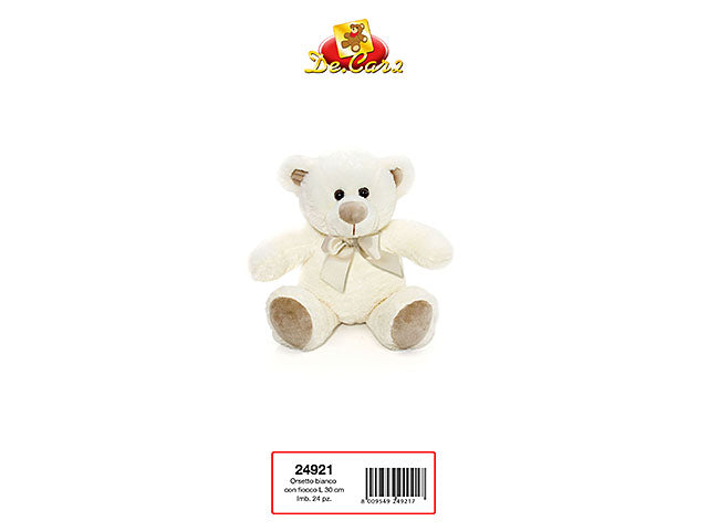 Peluche  Orsetto 2 colorazioni Fiocco L. 30 Cm