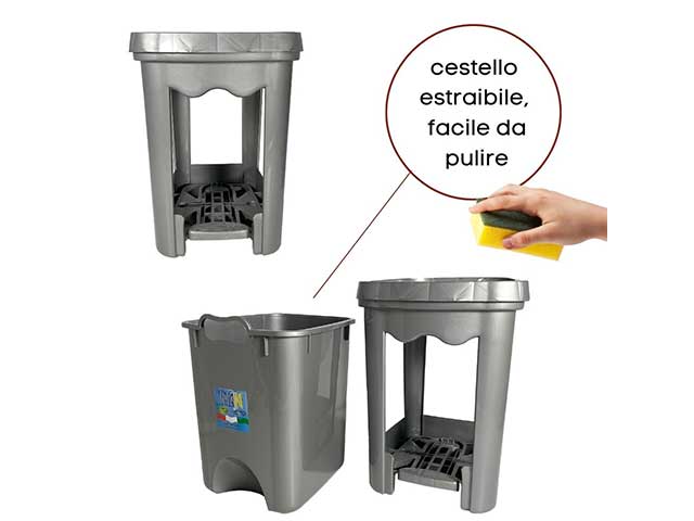 Eco pattumiera 16lt 7516 silver