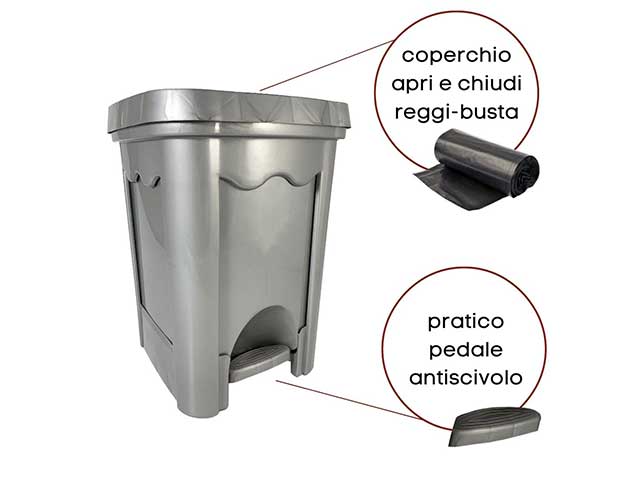 Eco pattumiera 16lt 7516 silver