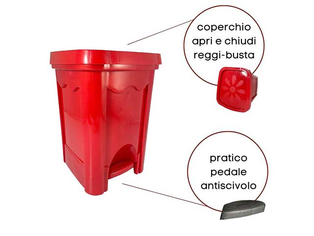 Eco pattumiera 16lt 7518 rossa