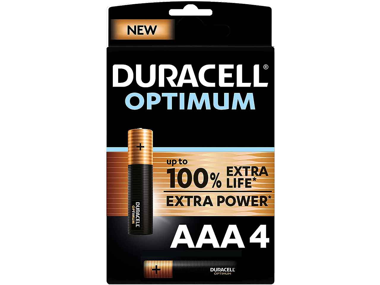 Duracell optimum pila mini stilo aaa b4 4 pezzi 501346