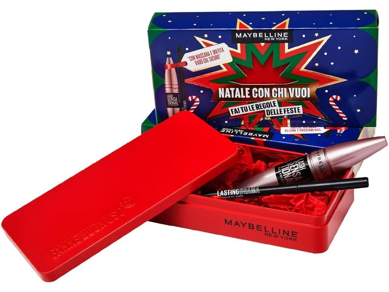 Maybelline coffret mascara ciglia sensazionali + matita lasting black, Sesso: f | Maybelline