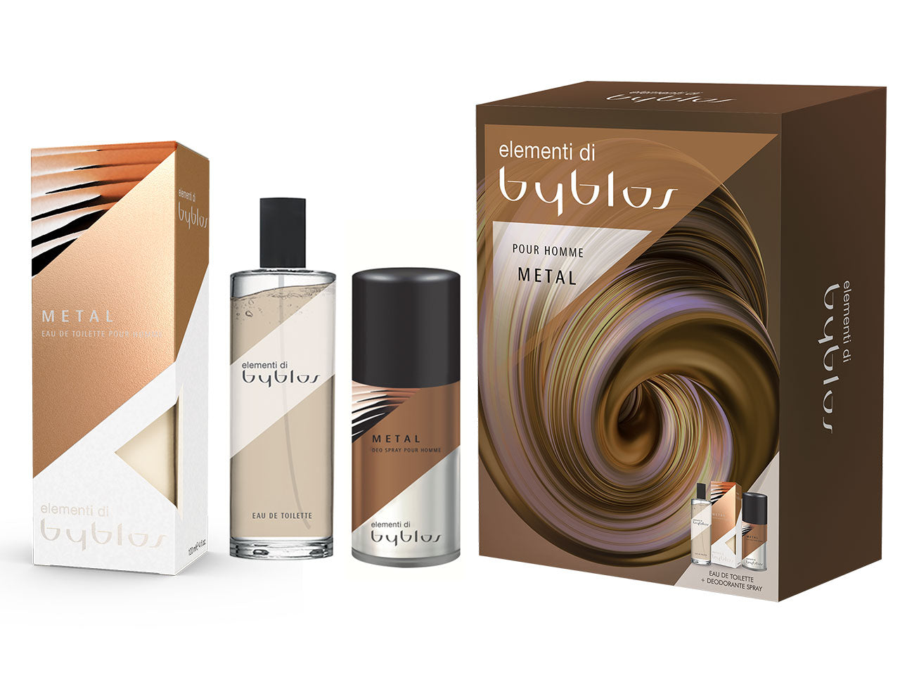 Set regalo byblos elementi metal eau de toilette 120ml + deodorante 150ml