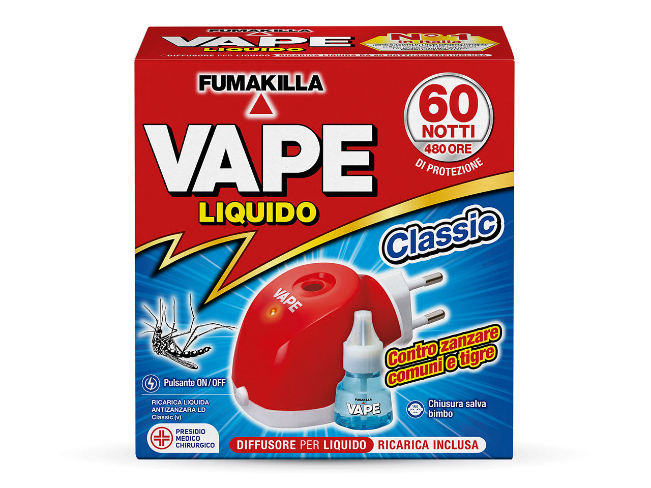 Vape elettroemanatore liquido classic ricarica liquida 60 notti 30ml