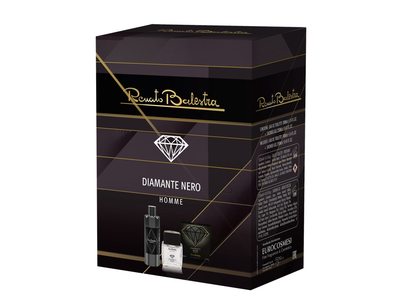 Renato Balestra diamante nero per uomo, confezione con edp 100ml + gel doccia 250ml