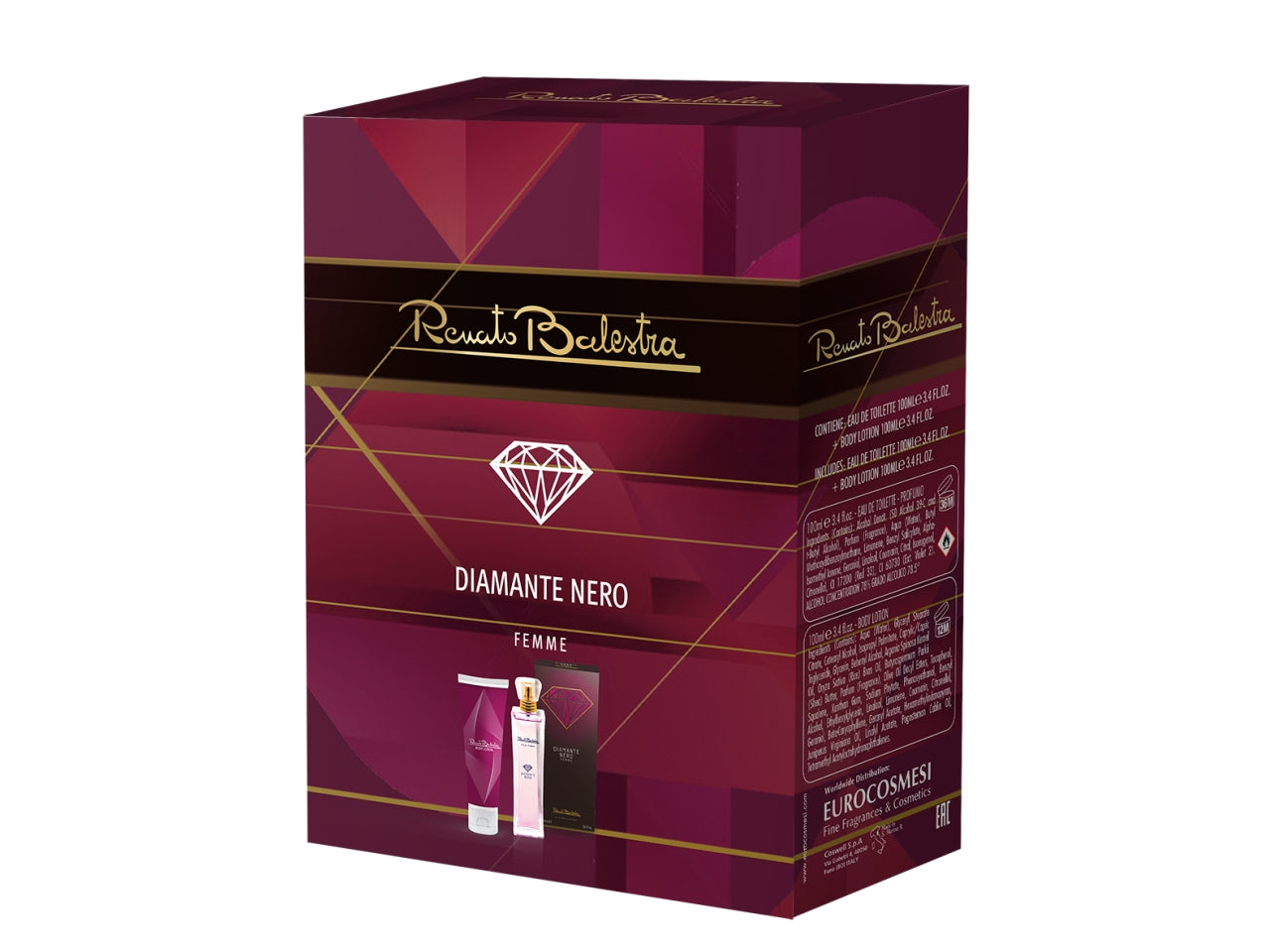 Renato Balestra diamante nero per donna, confezione con edt 100ml + crema corpo 100ml