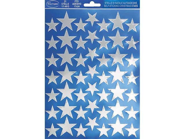 Blister di stelle adesive piccole argentate