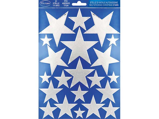 Blister di stelle adesive grandi argentate