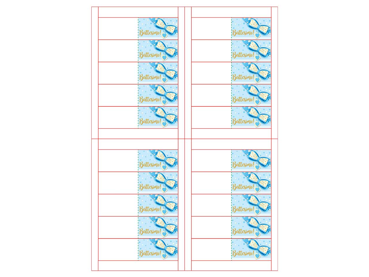 Biglietto bomboniera 100 pezzi battesimo