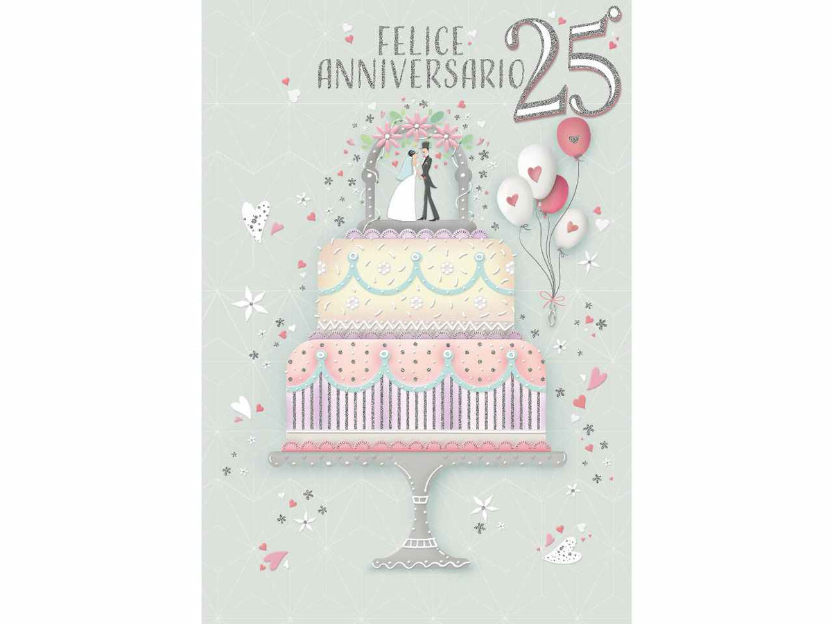 Biglietto auguri felice 25Â° anniversario