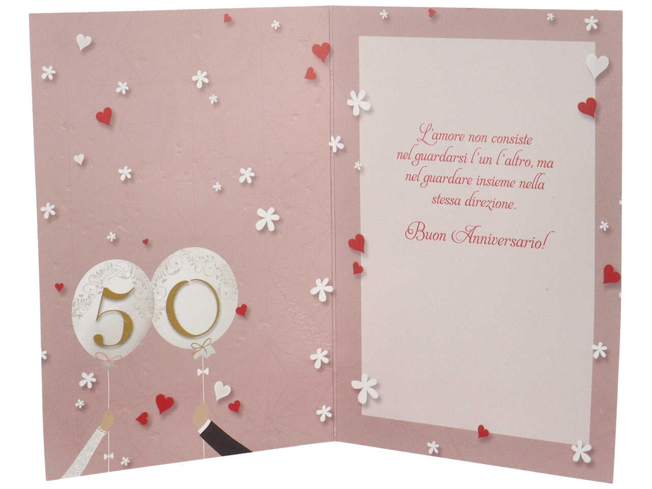 Biglietto auguri felice 50Â° anniversario con busta bianca