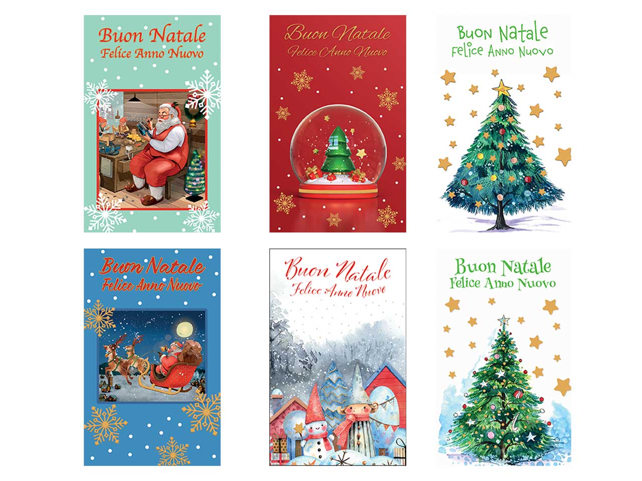 Biglietti buon natale 9x14cm - la confezione contiene 6 bigliettini