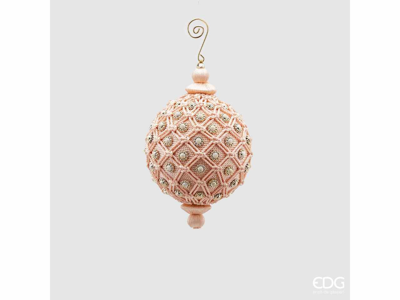 Palla di natale d.12cm rosa con intrecci $