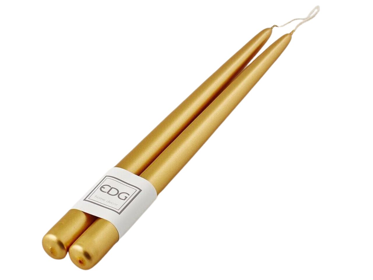 Candela a stelo misura 300x22mm colore metallico colore oro - la confezione comprende 2 candele