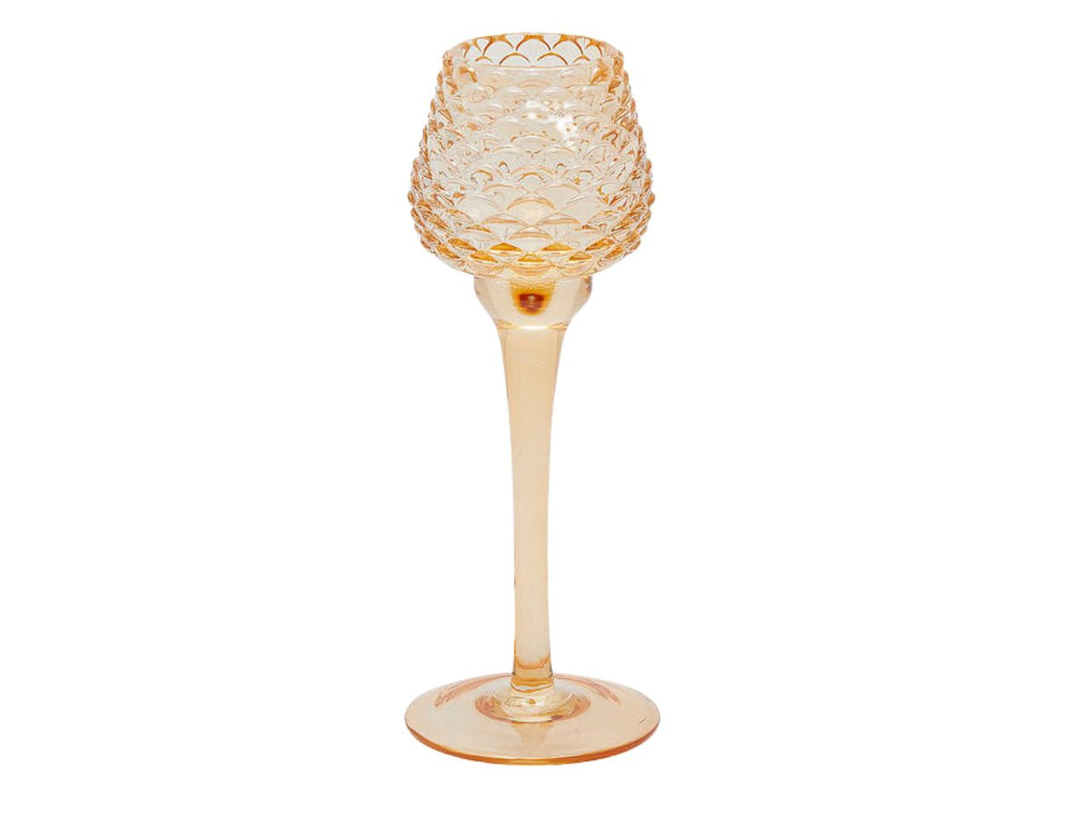 Portacandela a forma di pigna in vetro ambra 7,5x21,5 cm - EDG