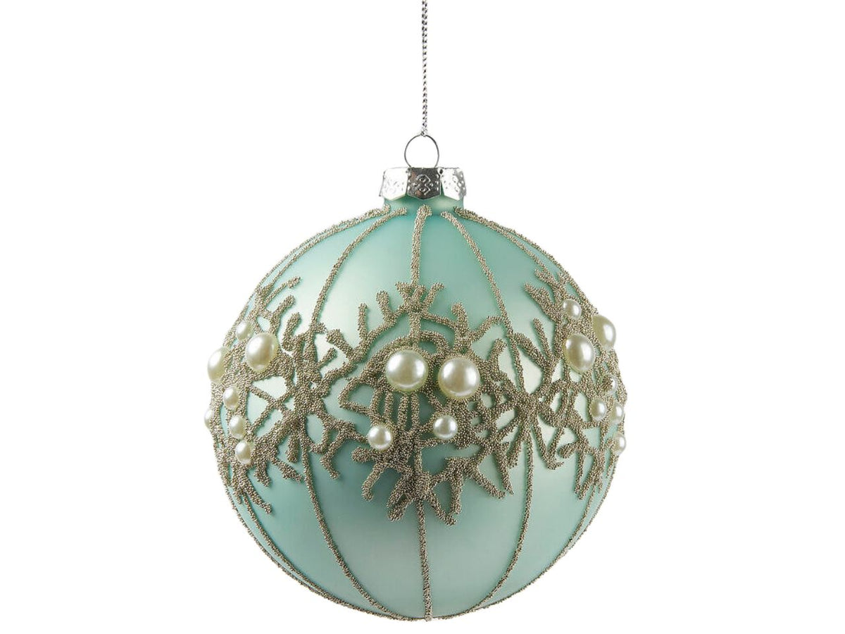 Palla decorativa con perle d.10cm blue chiaro