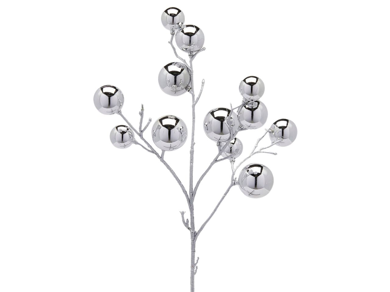 Ramo decorativo natalizio argentato con 12 palle di natale 53 cm - EDG