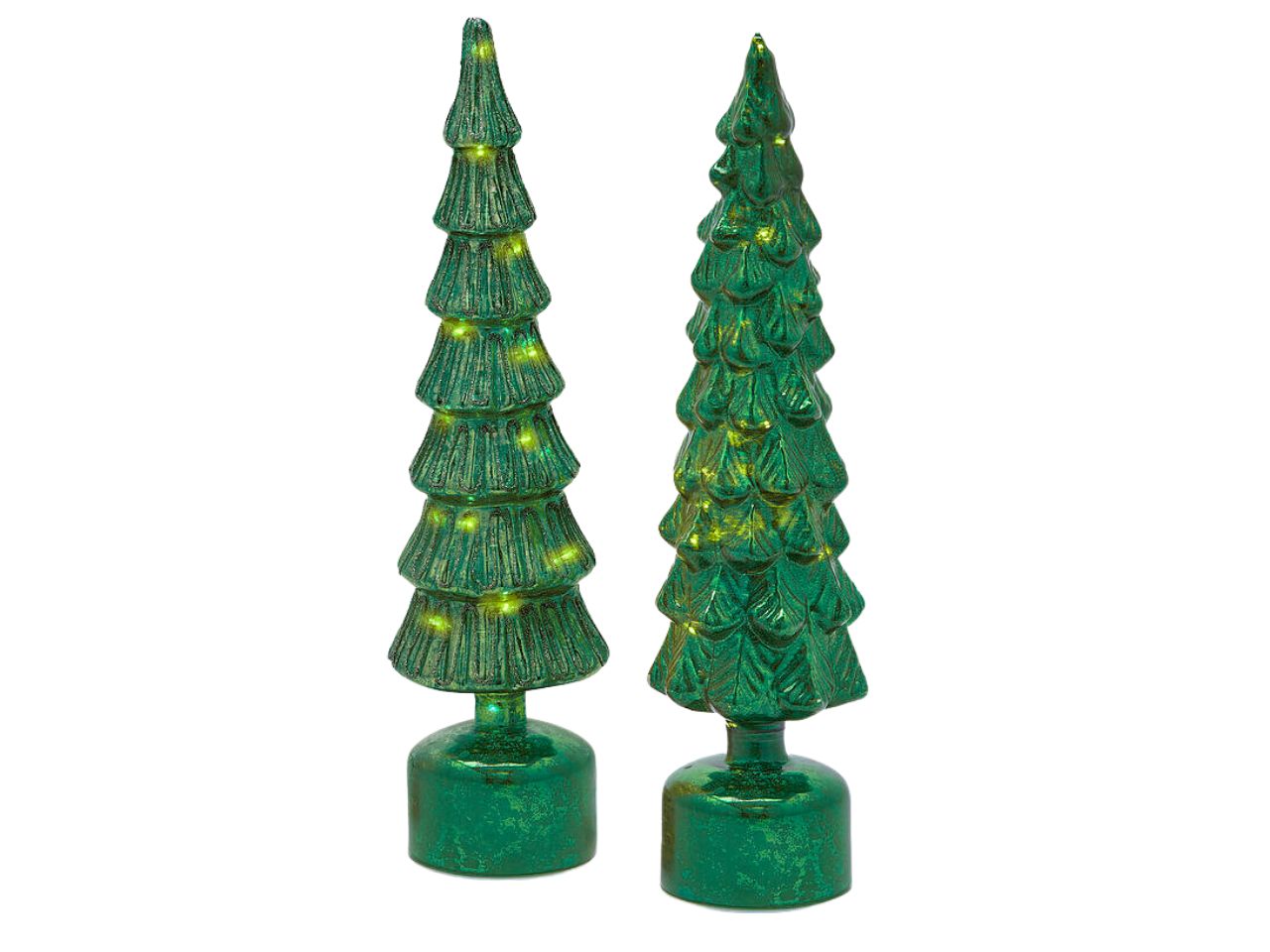 Albero di Natale decorativo con led in vetro lucido e glitterato verde 9x40,5cm - EDG