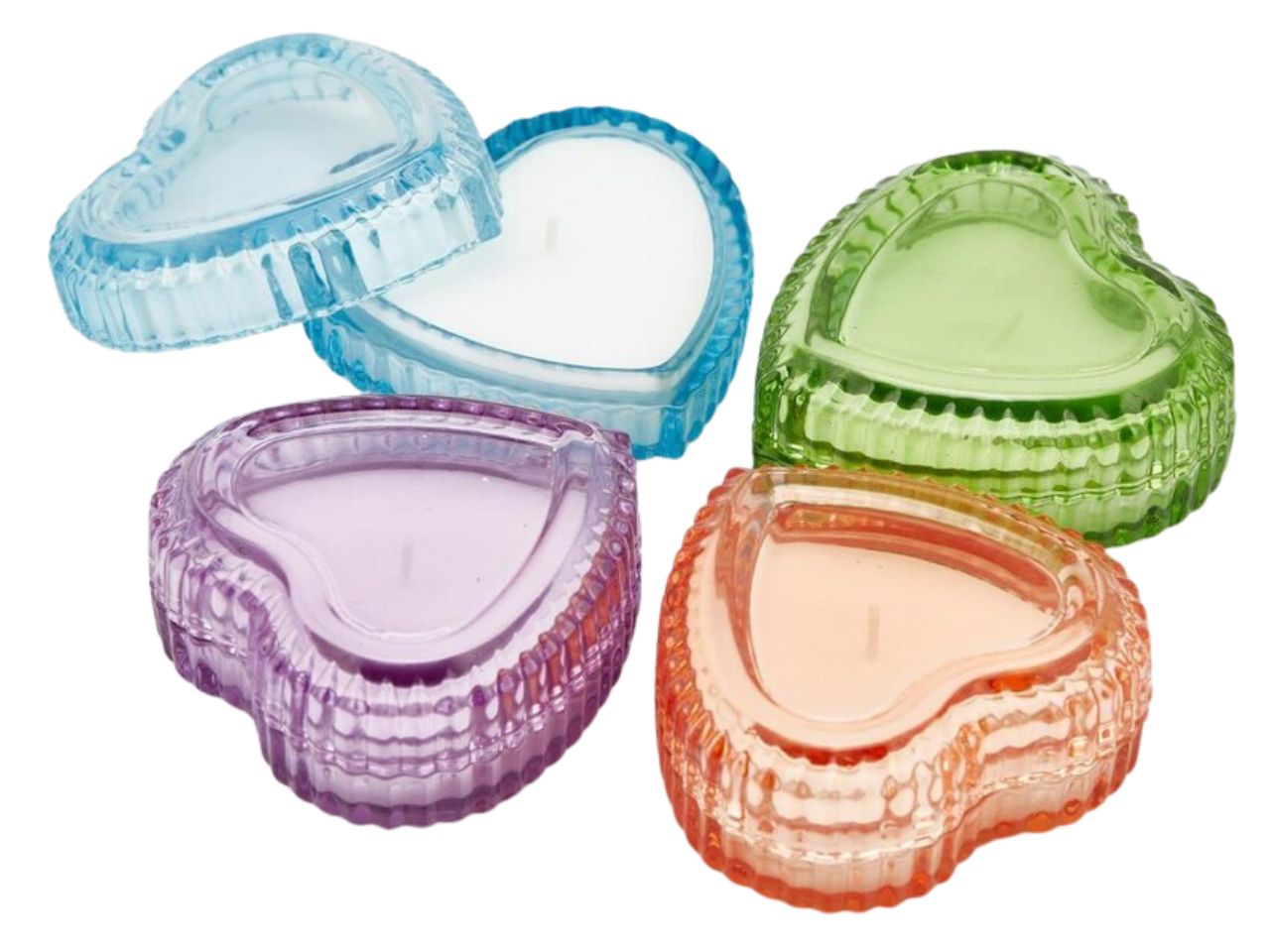 Candela a forma di cuore in vetro 4 colori assortiti vaniglia 4x9 cm - EDG