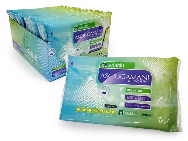 Asciugamano monouso 60x38cm 6 pezzi 57665