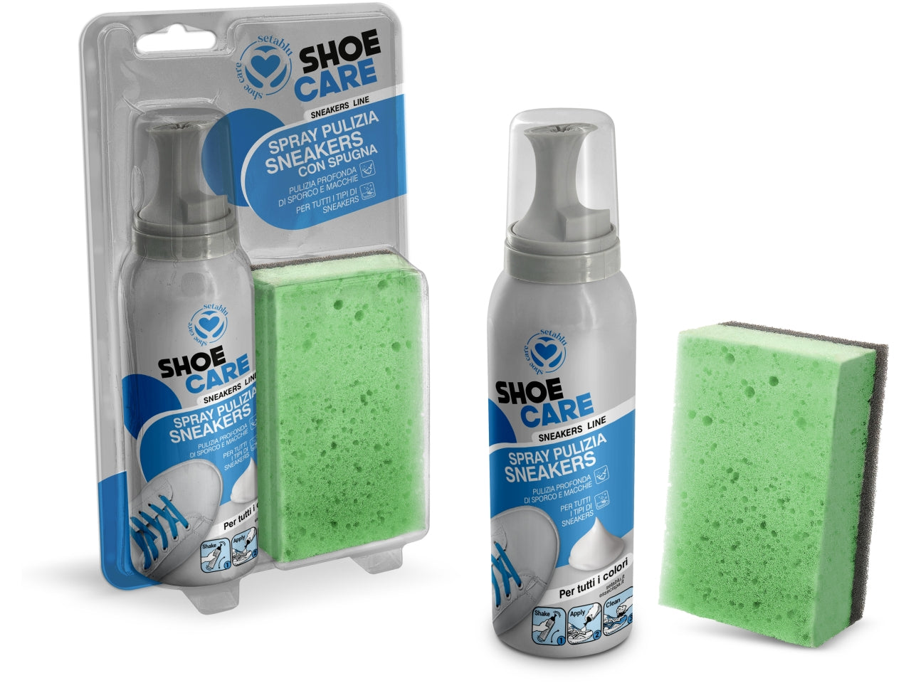 Spray per pulizia scarpe con spugna 125ml